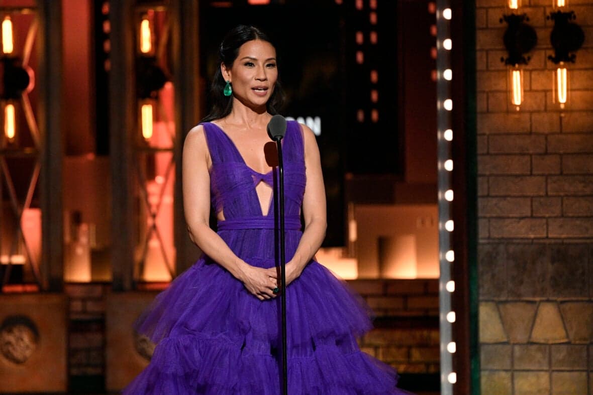 Jun 9, 2019; New York, NY, USA; Lucy Liu speaks about the American Theatre Wing during the 73rd Annual Tony Awards ceremony at