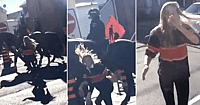 smacking police horse