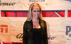 Feb 3, 2017; Houston, TX, USA; Television personality Kendra Wilkinson poses for a photo on the red carpet at the ESPN the Party