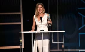 Jennifer Aniston accepts the award for outstanding performance by a female actor in a drama series for her role as Alex Levy in