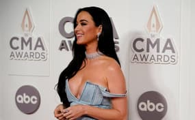 Nov 9, 2022; Nashville, Tennessee, USA; Katy Perry arrives for the 56th CMA Awards at Bridgestone Arena. Mandatory Credit: