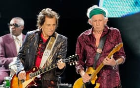 Ronnie Wood and Keith Richards are shown during the Rolling Stones concert at MetLife Stadium, Thursday, May 23, 2024 in East