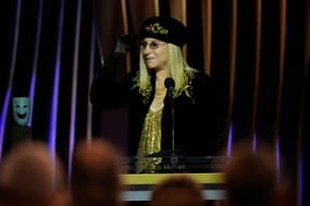 Barbra Streisand accepts the Screen Actors Guild Life Achievement Award during the Screen Actors Guild Awards on Saturday, Feb.