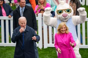 President Joe Biden and first lady Jill Biden participate in the annual White House Easter Egg Roll on on April 1, 2024 in