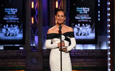 Jun 10, 2018; New York, NY, USA; Laurie Metcalf accepts the award for best performance by an actress in a featured role in a