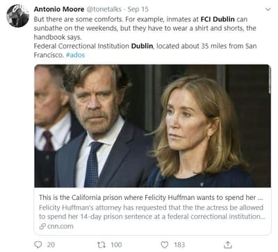 Felicity Huffman's life in prison at FCI Dublin has perks