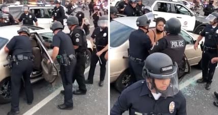 LAPD dramatic Looter police arrest Urban Outfitters