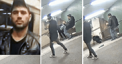 man kicks woman down stairs