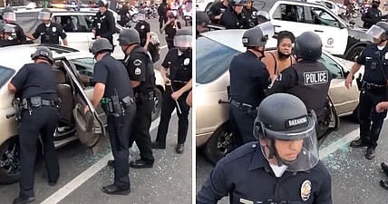 LAPD dramatic Looter police arrest Urban Outfitters
