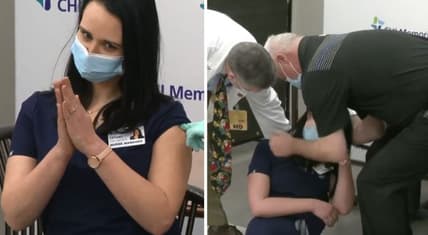 nurse faints vaccine
