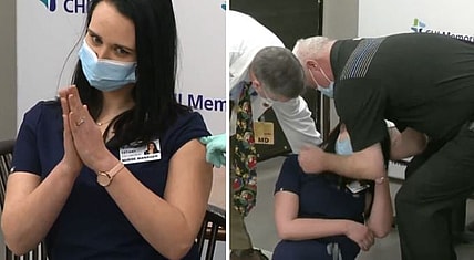 nurse faints vaccine