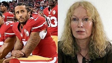 Colin Kaepernick Mia Farrow take a knee national anthem