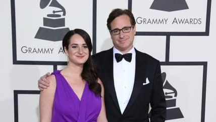 Jan 26, 2014; Los Angeles, CA, USA; Lara Saget and Bob Saget arrive at the 56th Annual Grammy Awards at the Staples Center in