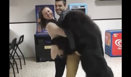 puppy hugs owner