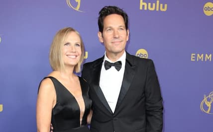 Sep 15, 2024; Los Angeles, CA, USA; (L-R) Julie Rudd and Paul Rudd at the 76th Emmy Awards at the Peacock Theater on Sunday,