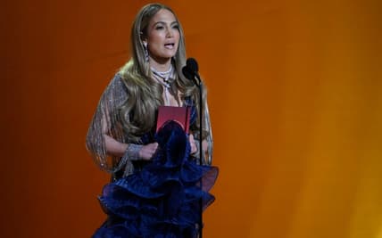 Feb 5, 2023; Los Angeles, CA, USA; Jennifer Lopez presents the award for best pop vocal album during the 65th Annual Grammy