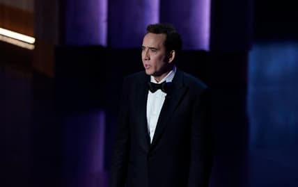 Mar 10, 2024; Los Angeles, CA, USA; Nicolas Cage presents the award for best actor in a leading role during the 96th Oscars at