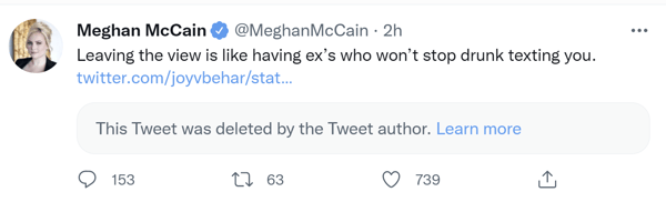 Meghan McCain Joy Behar drunk ex tweet
