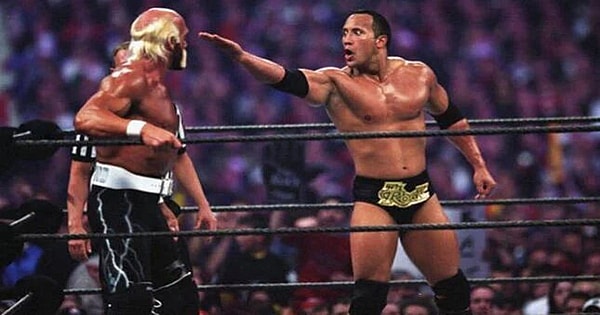 The Rock versus Hulk Hogan at Wrestlemania 18