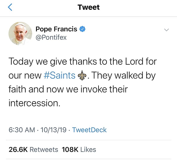Pope Francis Tweet