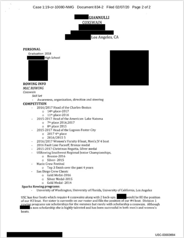 Olivia Jade USC resume