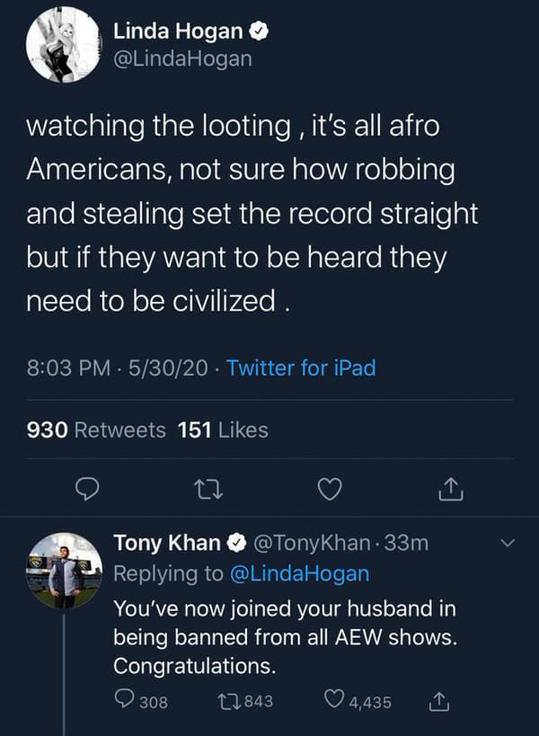 Linda Hogan posts racist statement on social media