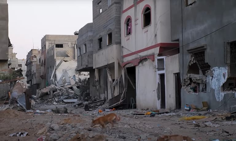 destroyed Israeli street