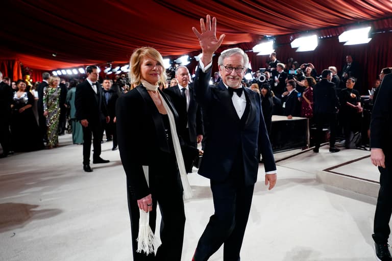 Mar 12, 2023; Los Angeles, CA, USA; Steven Spielberg and Kate Capshaw arrive at the 95th Academy Awards at the Dolby Theatre at