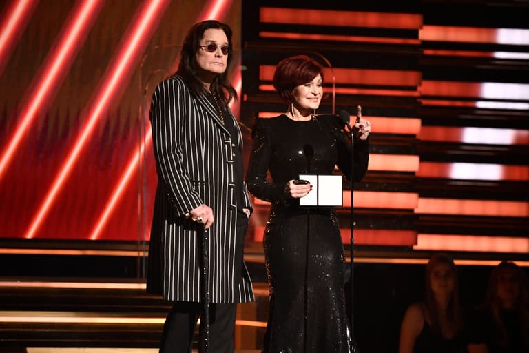 Ozzy Osbourne and Sharon Osbourne present the award for best rap/sung performance during the 62nd annual GRAMMY Awards on Jan.
