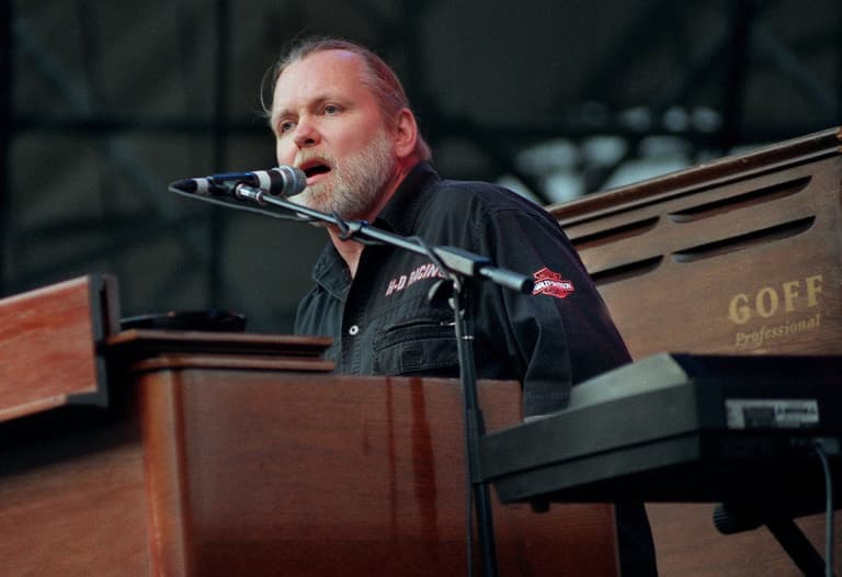 Sporting a Harley-Davidson shirt, Gregg Allman performs with the Allman Brothers Band at the State Fair Tuesday evening.Gregg