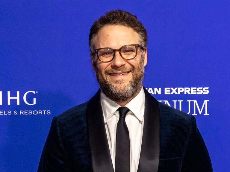 Actor Seth Rogen of "The Fabelmans" smiles on the red carpet at the Palm Springs International Film Awards in Palm Springs,