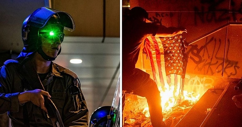 Portland riots Antifa Federal officers blinded