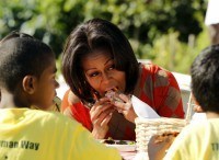 Michelle Obama stuffing her face