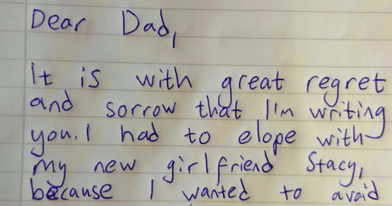 son note to dad