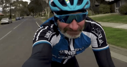 bird attacks cyclist