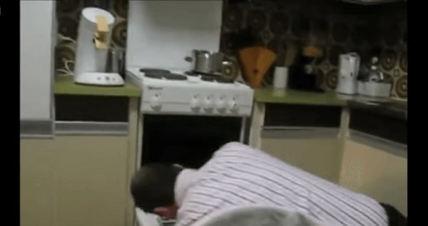 Oven falls on man's head