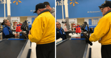 man pays vets groceries