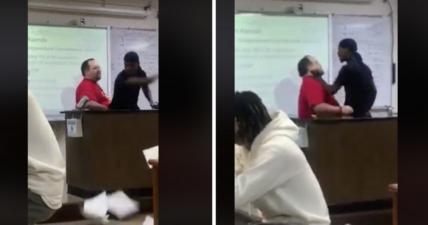 student hits teacher