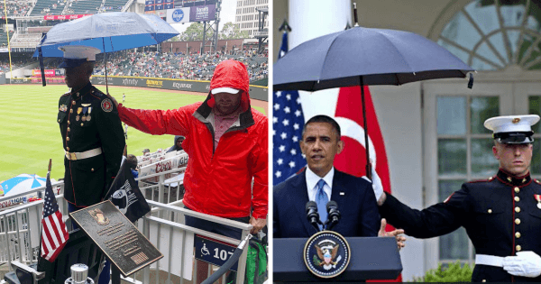 Braves fan umbrella cadet