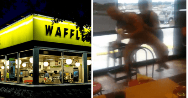 man falls through waffle house ceiling