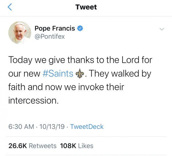 Pope Francis Tweet