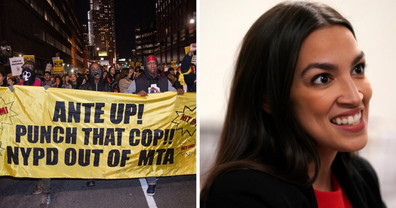 NYC subway protest targets NYPD with support of AOC