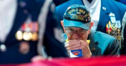 96-Year-Old WWII Veteran Pete Dupré performs a stirring rendition of the National Anthem at an NBA game on Veterans Day weekend.