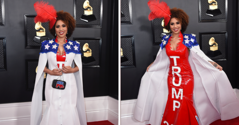 Joy Villa Grammys Trump dress