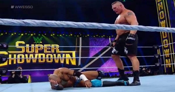 Ricochet was destroyed by Brock Lesnar at Super ShowDown