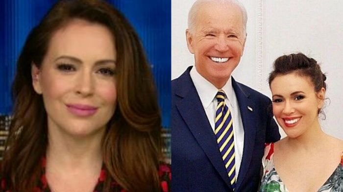 Alyssa Milano defends Joe Biden's profanity-laced threats