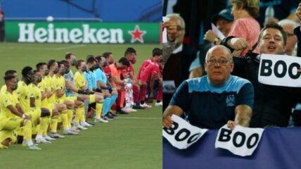 fans boo MLS soccer players kneel anthem