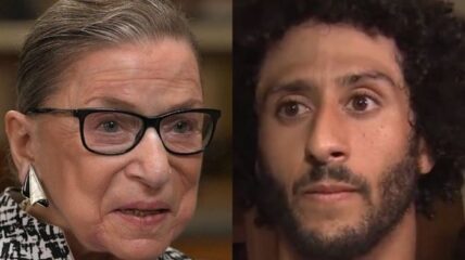 Ruth Bader Ginsburg Colin Kaepernick NFL anthem kneeling protest video Katie Couric interview