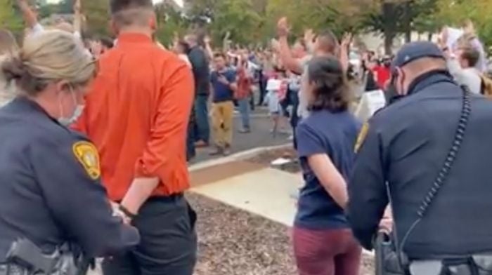 Christians Arrested Idaho singing masks protest Gabriel Rench