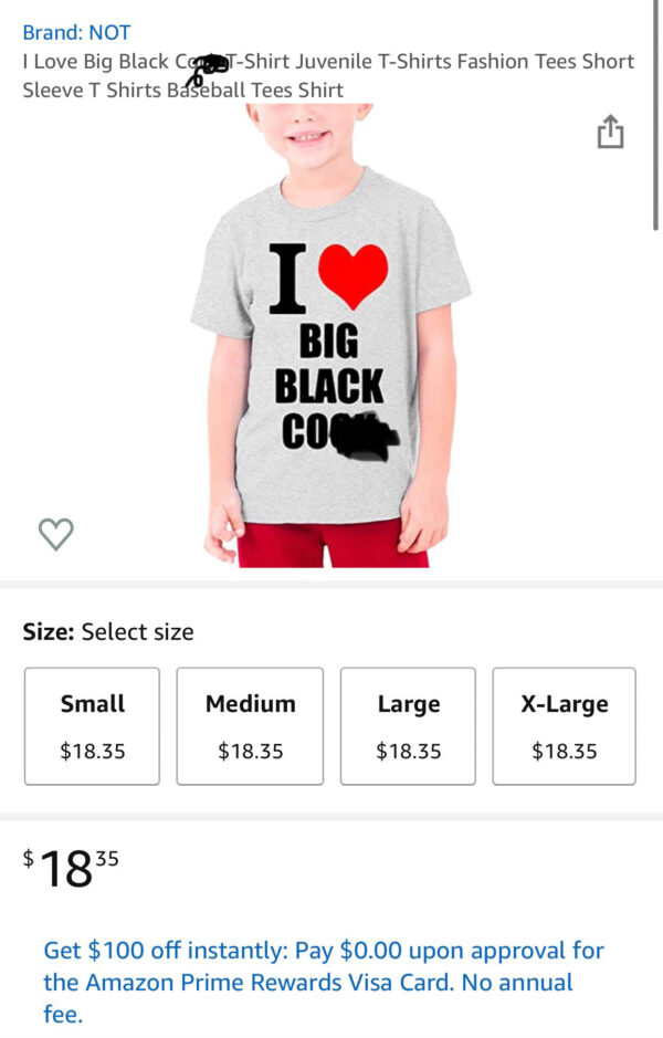 Amazon I love cock child's shirt